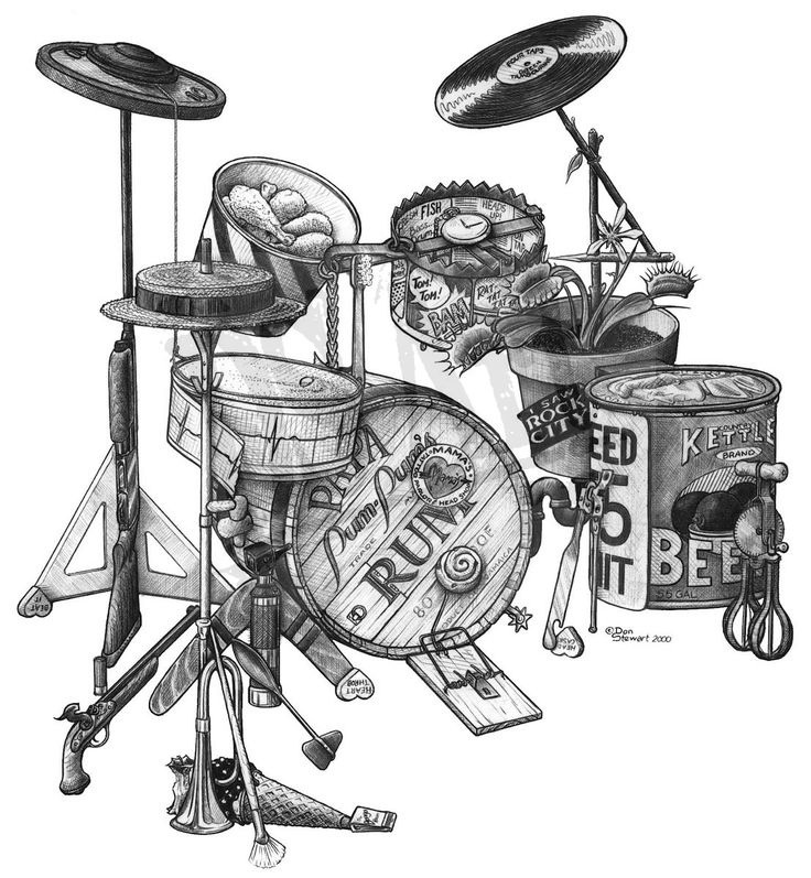 Drums, Schlagzeug (Zeichnung) - Quelle: unbekannt (März 2014, VÖ: 05.01.19)