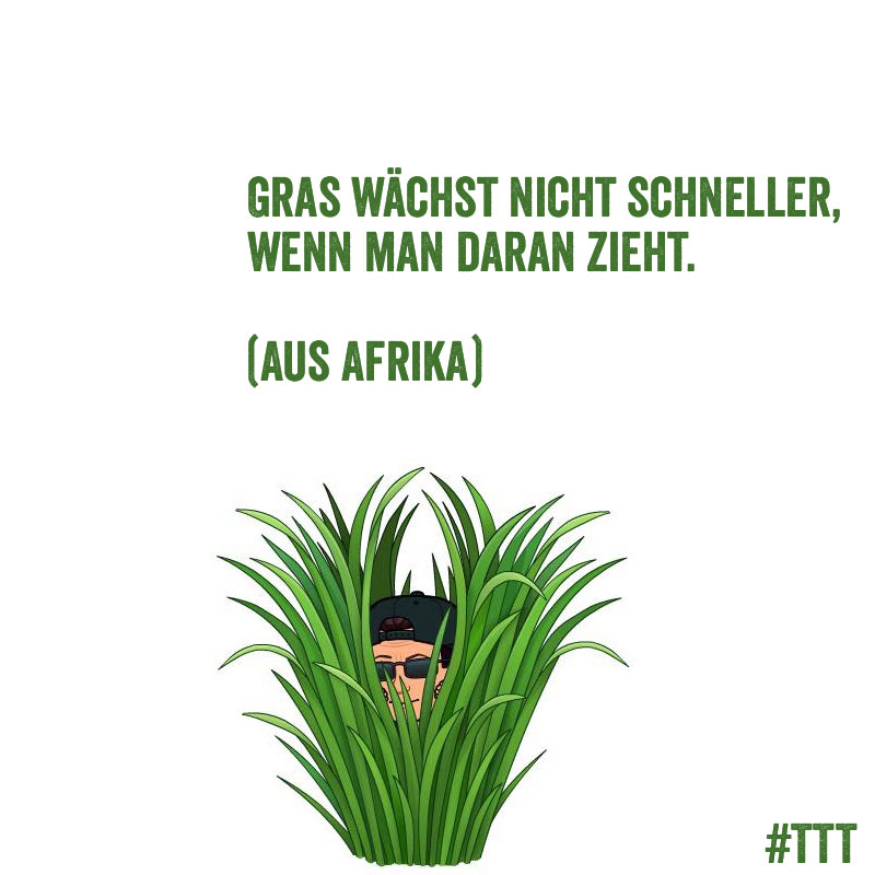 Gras wächst nicht schneller, wenn man daran zieht. (Aus Afrika) #Zitate