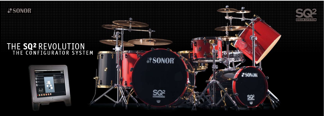 Sonor SQ2 Drum-System (Auszug Katalog 2008) - Konfigurationsbeispiel: black/red mixed (Download 27.06.22)